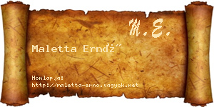 Maletta Ernő névjegykártya